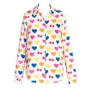 NWT ModCloth x Hello Kitty Supercute Love Button-Up Top white pink size L